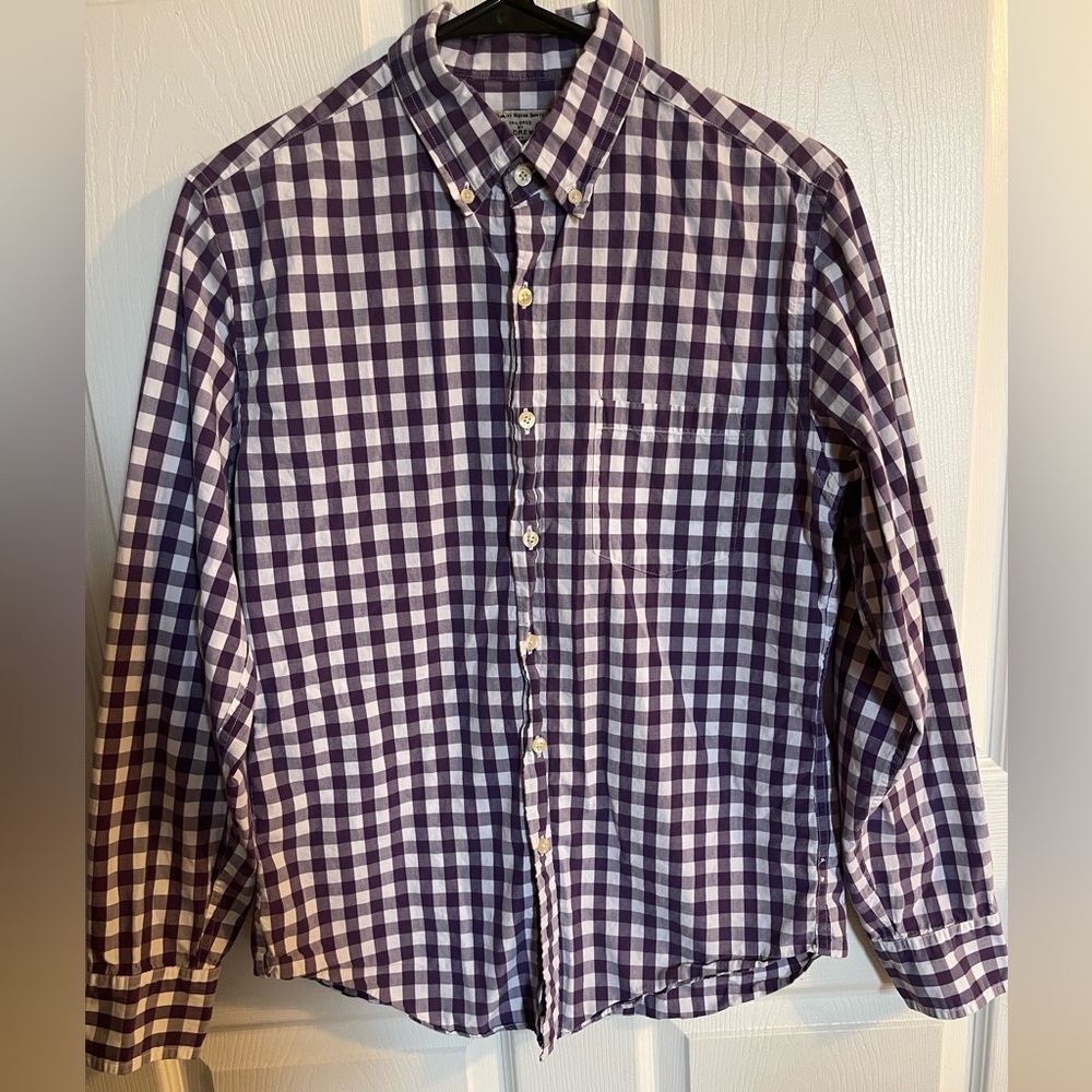 J. Crew Men's Purple and White Plaid Shirt